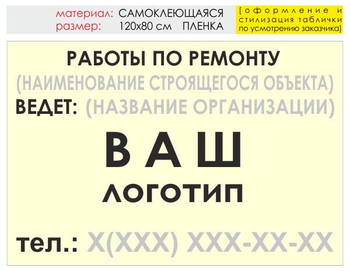 Информационный щит "работы по ремонту" (пленка, 120х90 см) t06 - Охрана труда на строительных площадках - Информационные щиты - магазин "Охрана труда и Техника безопасности"